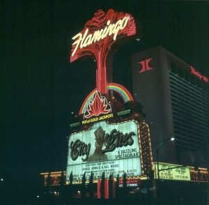 las-vegas-flamingo-tafel mit großem Theater